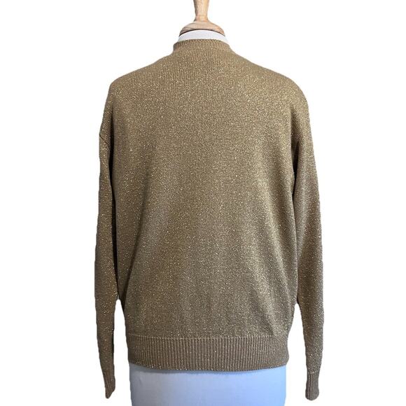 Vintage BFA Classics Sweater Set Women L Gold Glitter Sparkle Holiday Mock Neck - Picture 4 of 7